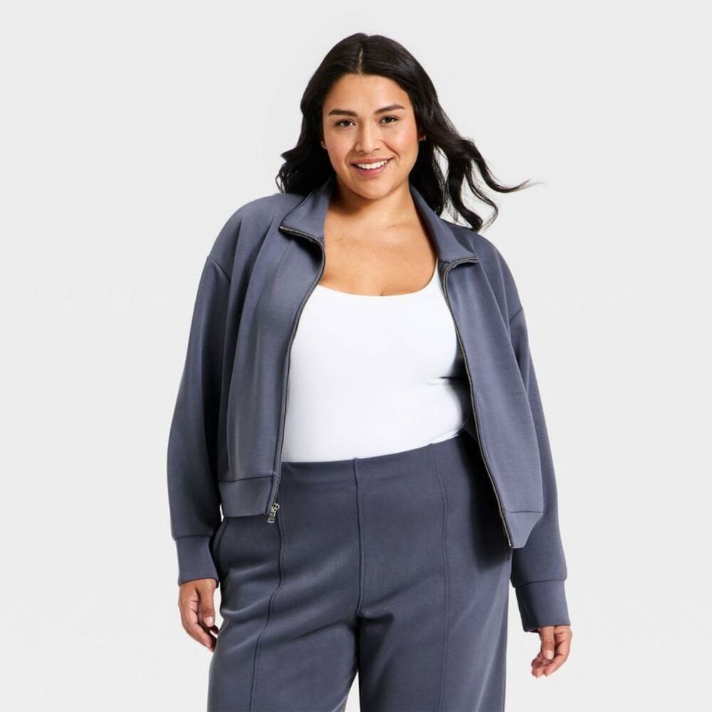 A New Day - Women's Sandwash Zip-Up - A New Day Blue XXL Blue